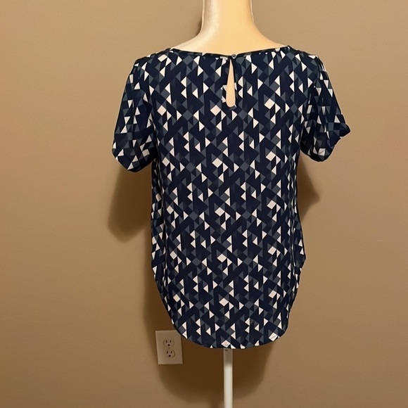 SIMPLSTYL Blue & Wht Geo Blouse Sz MP - Picture 3 of 7